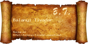 Balanyi Tivadar névjegykártya